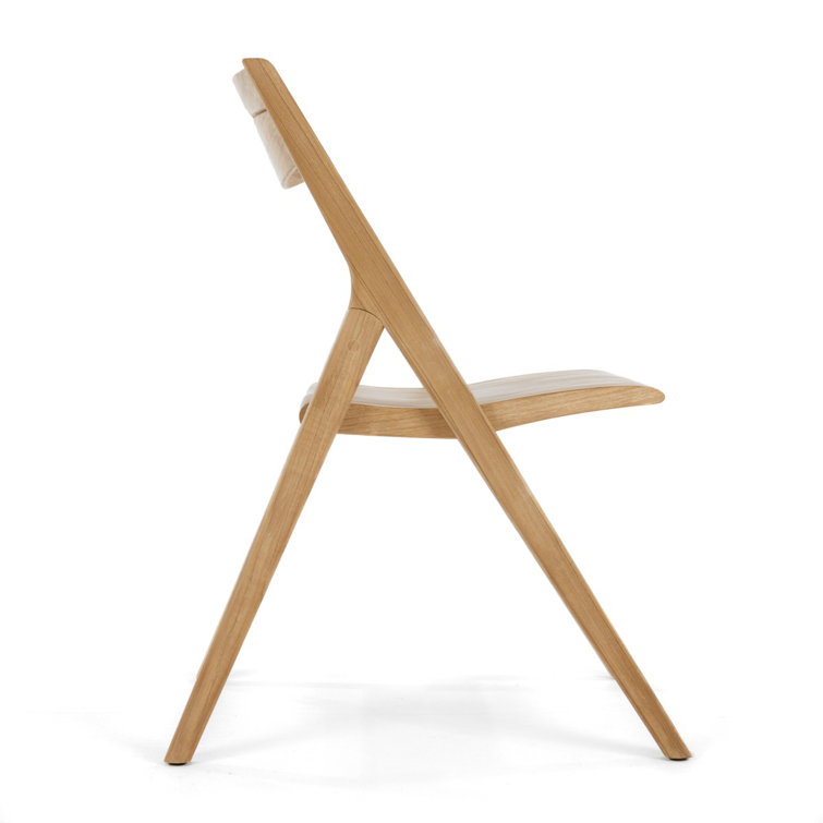 Brown Teak Foldable Patio Dining Chair