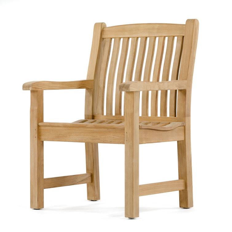 Ergonomic Teak Outdoor Dining Armchair with Wide Stance