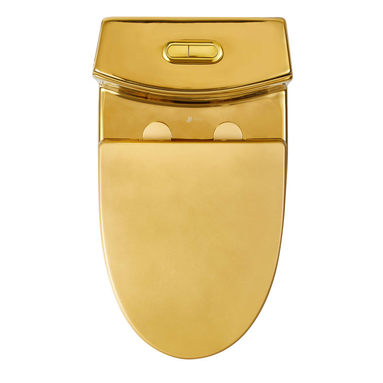 Shiny Gold Elongated Dual-Flush High Efficiency Toilet