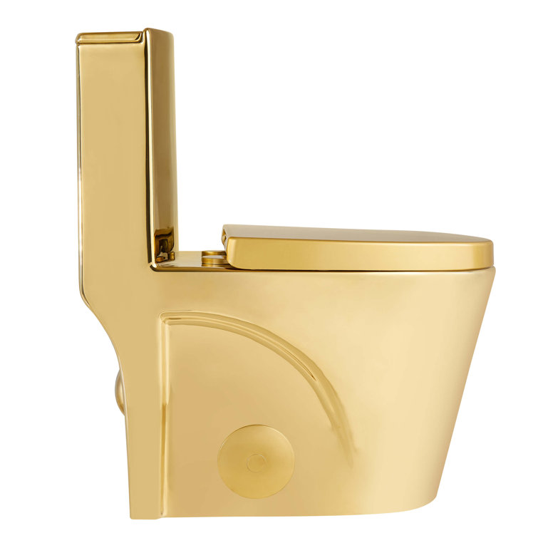 Shiny Gold Elongated Dual-Flush High Efficiency Toilet