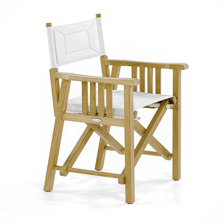White and Brown Solid Wood Folding Patio Dining Chair