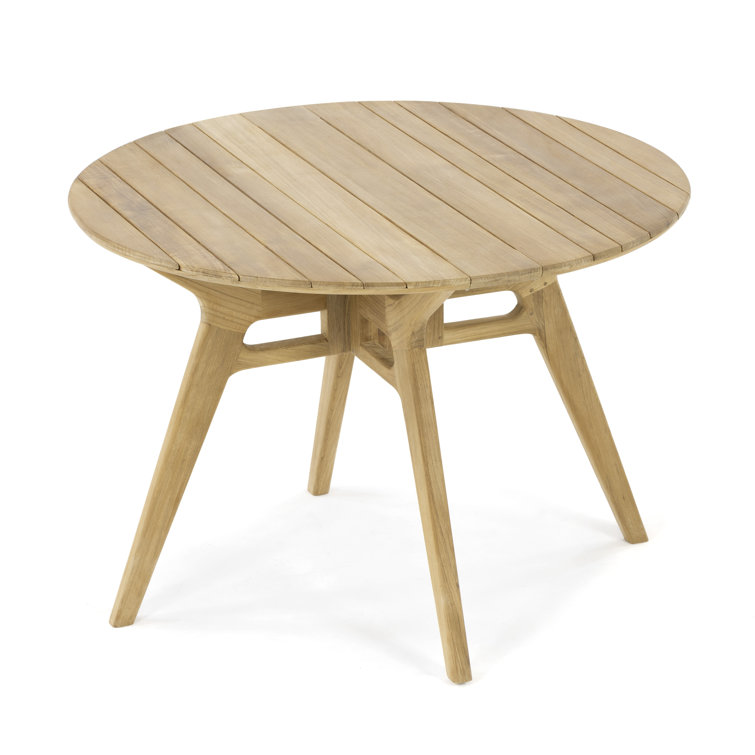 42'' Brown Teak Foldable Round Dining Table