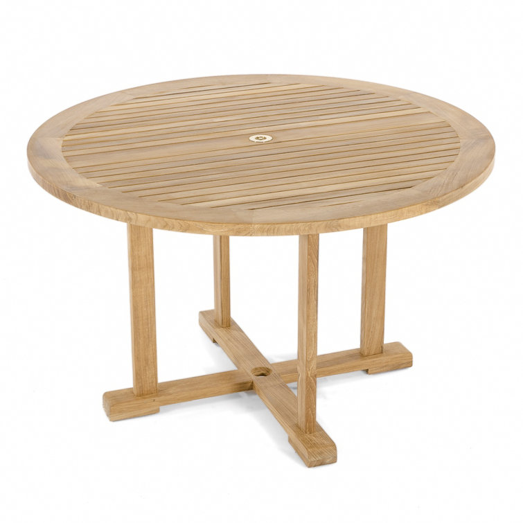 48" Round Brown Teak Outdoor Dining Table