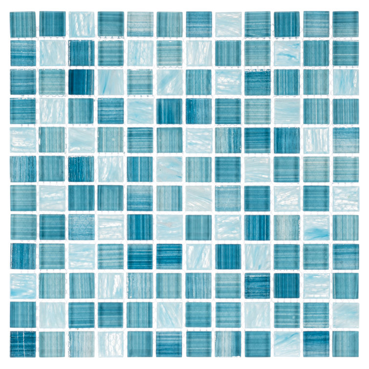 Oceanic Blue Glass Mosaic Bathroom and Outdoor Shower Tile