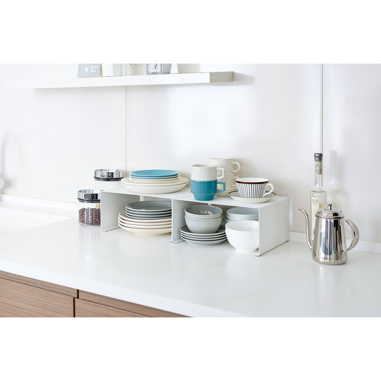 White Steel Stackable Kitchen Counter Shelf Organizer