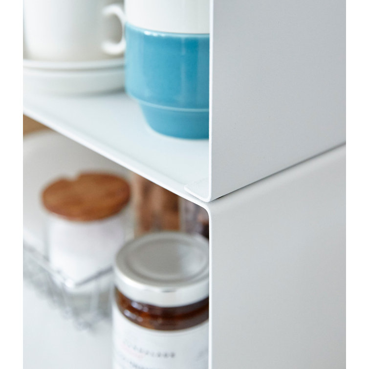 White Steel Stackable Kitchen Counter Shelf Organizer
