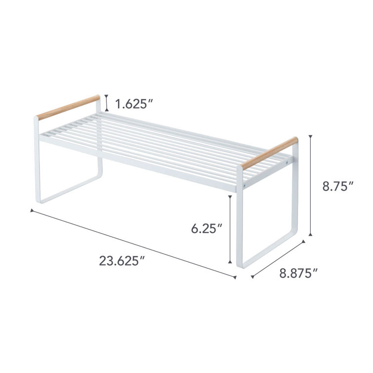 Tosca White Steel and Ash Wood Countertop Organizer Rack
