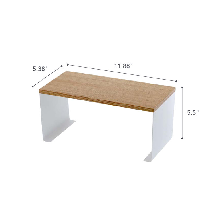 White Steel and Wood Stackable Countertop Organizer