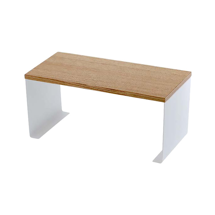 White Steel and Wood Stackable Countertop Organizer