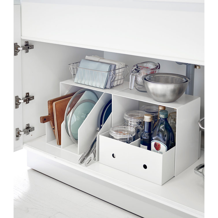 White Steel Under Cabinet Storage Organizer Set