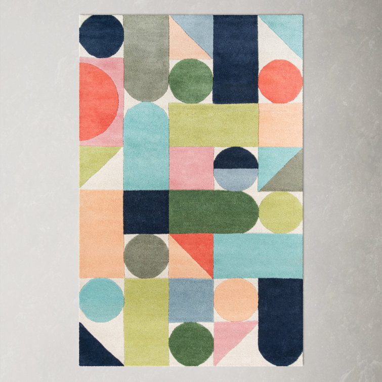 Geometric Multicolor Wool Hand-Tufted Runner Rug