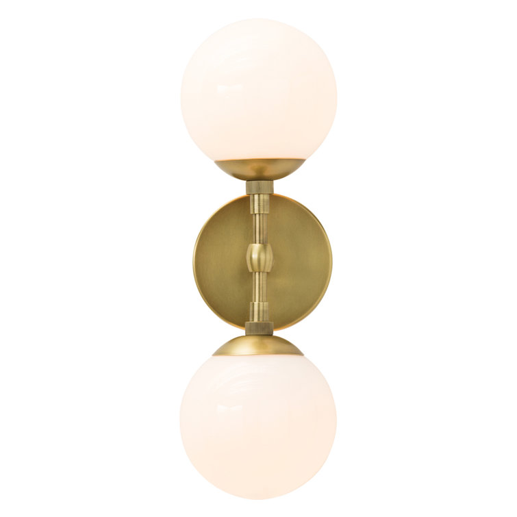 Polaris Dual-Orb Glass and Antique Brass Wall Sconce