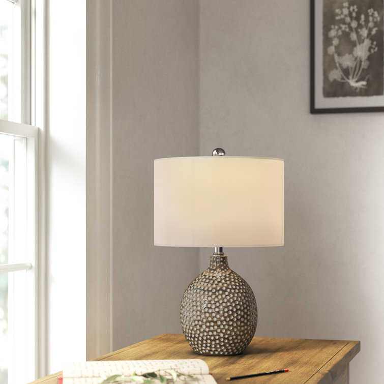 Breeda 20.5" Silver Ceramic Table Lamp with White Drum Shade