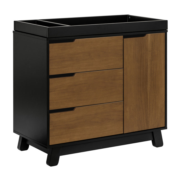 Hudson Black and Natural Walnut 3-Drawer Changing Table Dresser