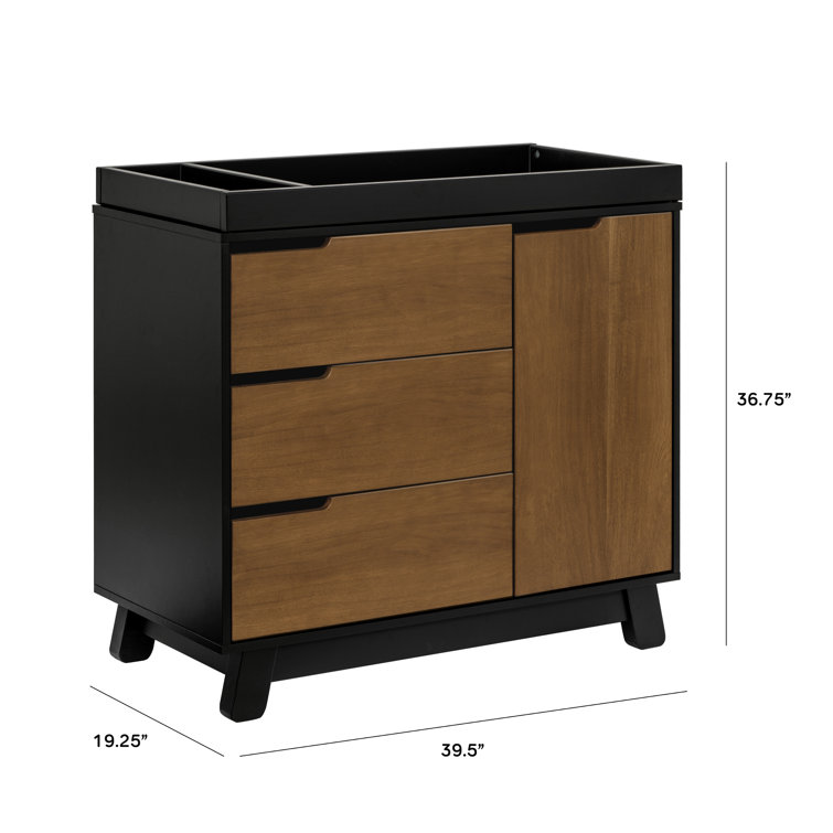 Hudson Black and Natural Walnut 3-Drawer Changing Table Dresser