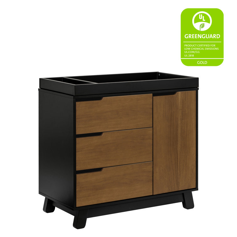 Hudson Black and Natural Walnut 3-Drawer Changing Table Dresser