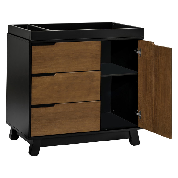 Hudson Black and Natural Walnut 3-Drawer Changing Table Dresser