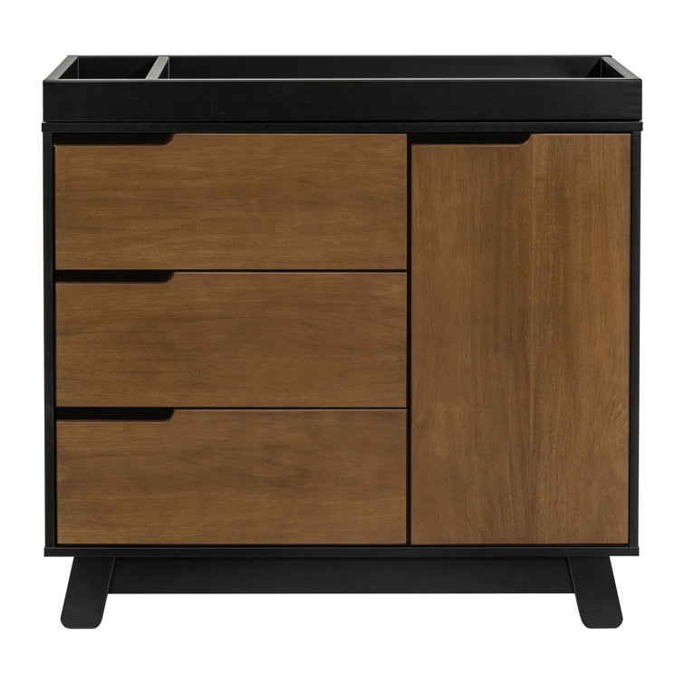 Hudson Black and Natural Walnut 3-Drawer Changing Table Dresser