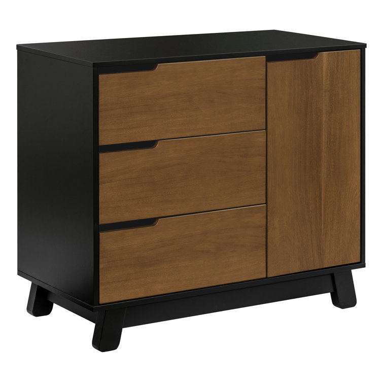 Hudson Black and Natural Walnut 3-Drawer Changing Table Dresser
