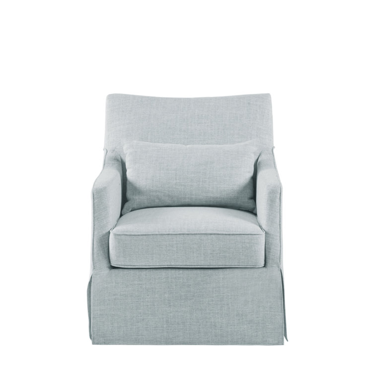 Bedford Farmhouse Light Blue Swivel Accent Chair with Lumbar Support