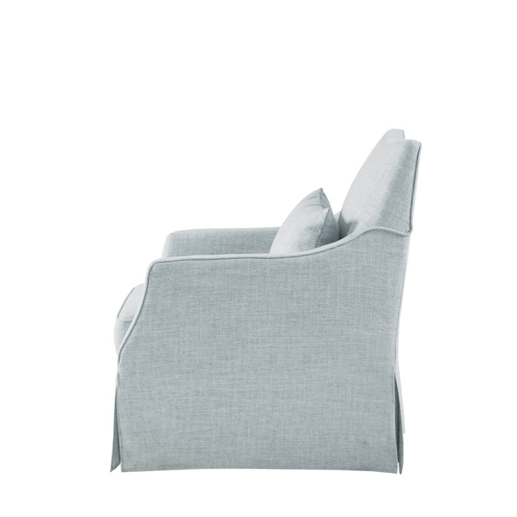 Bedford Farmhouse Light Blue Swivel Accent Chair with Lumbar Support