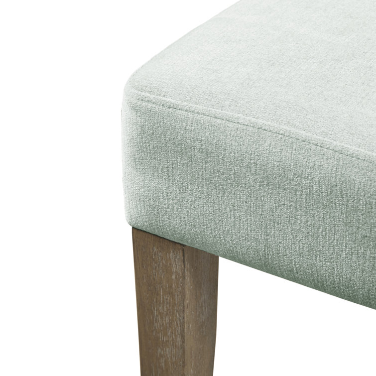 Light Sage Green Upholstered Wingback Side Chair with Wood Legs