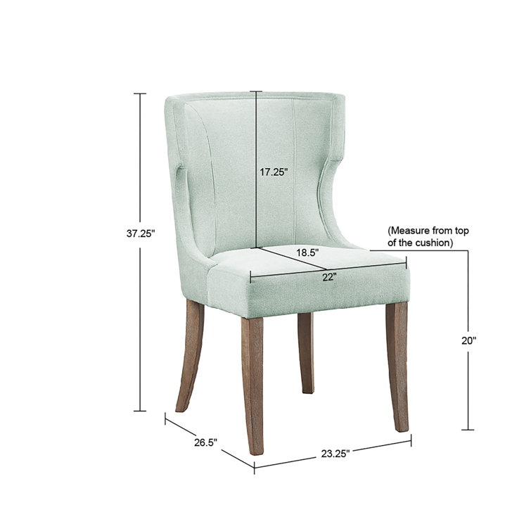 Light Sage Green Upholstered Wingback Side Chair with Wood Legs