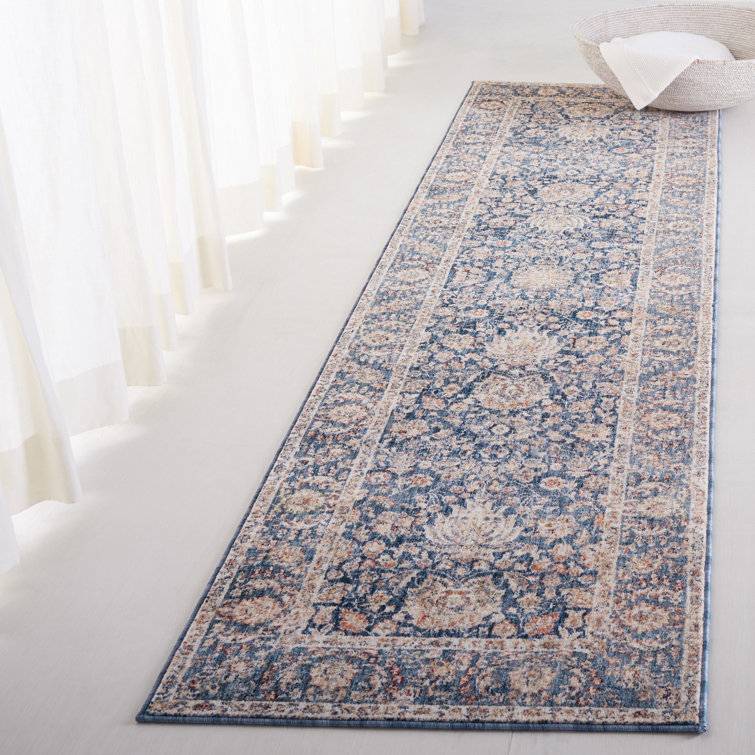 Navy Hand-knotted Synthetic Runner Rug 2'2" x 8'
