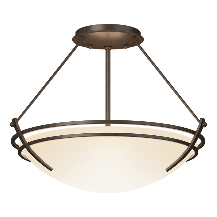 Presidio Black and Opal Glass 3-Light Semi Flush Mount
