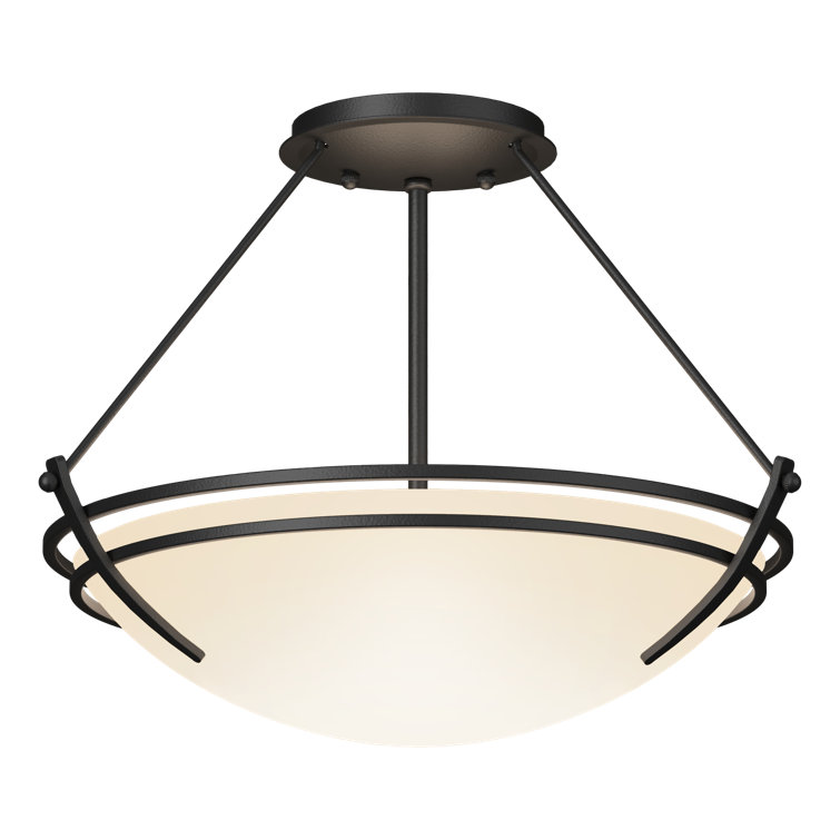 Presidio Black and Opal Glass 3-Light Semi Flush Mount