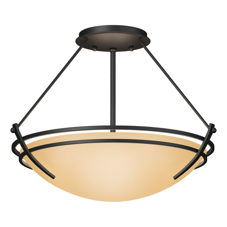 Presidio Black and Opal Glass 3-Light Semi Flush Mount