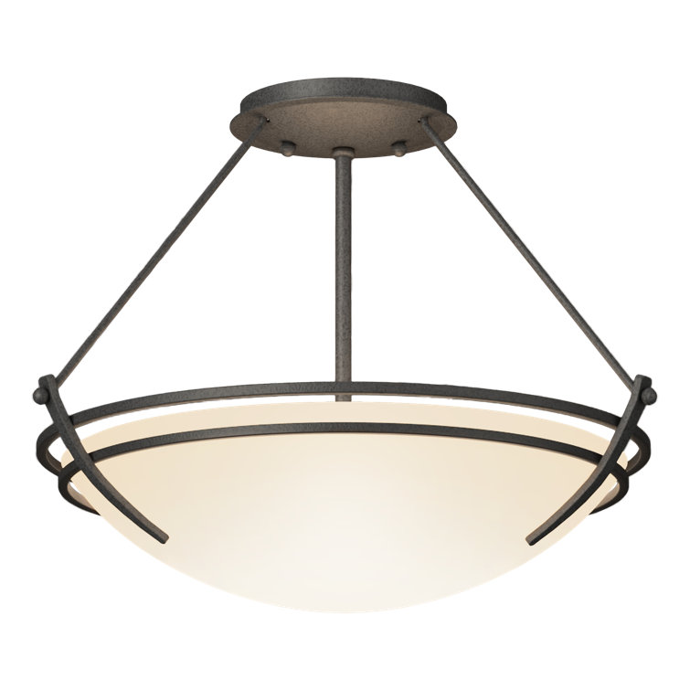 Presidio Black and Opal Glass 3-Light Semi Flush Mount
