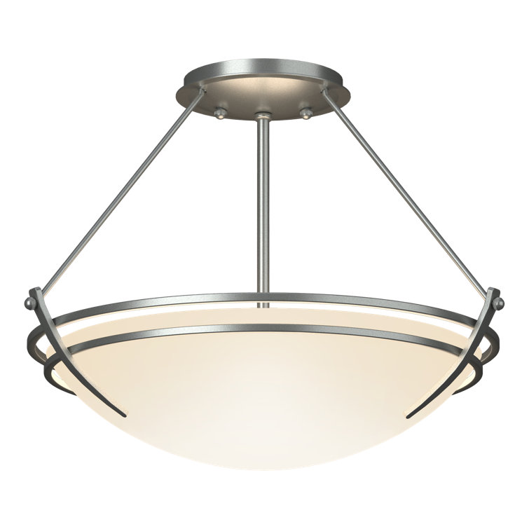 Presidio Black and Opal Glass 3-Light Semi Flush Mount