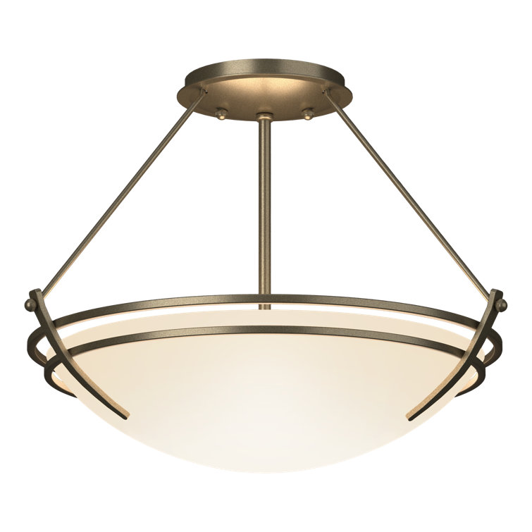 Presidio Black and Opal Glass 3-Light Semi Flush Mount