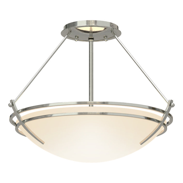 Presidio Black and Opal Glass 3-Light Semi Flush Mount