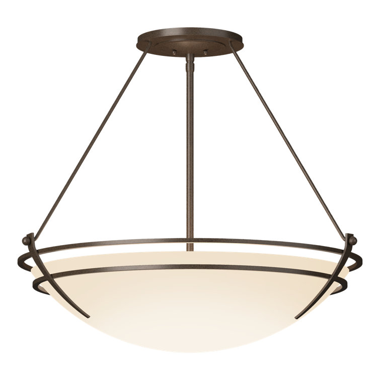 Presidio Black and Opal Glass 3-Light Semi Flush Mount