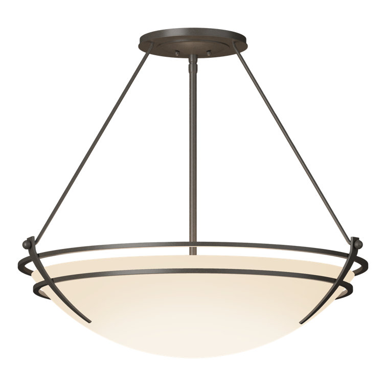 Presidio Black and Opal Glass 3-Light Semi Flush Mount