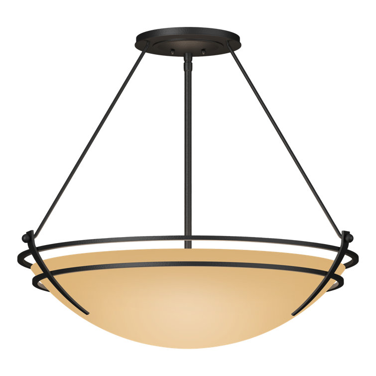Presidio Black and Opal Glass 3-Light Semi Flush Mount