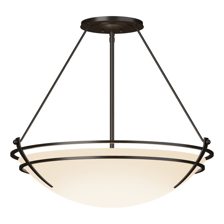 Presidio Black and Opal Glass 3-Light Semi Flush Mount