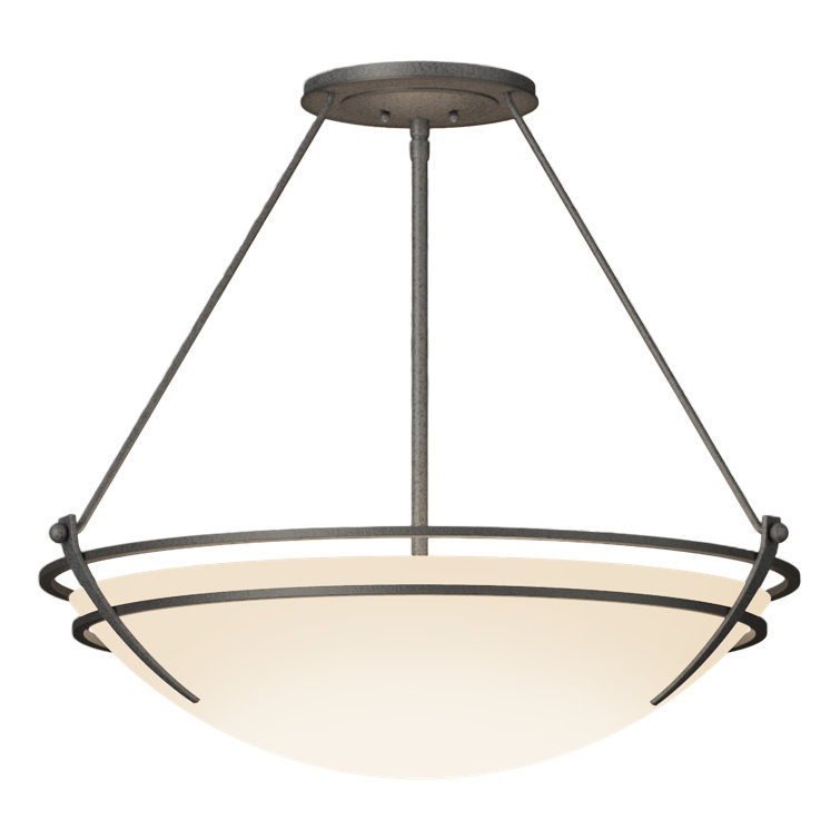 Presidio Black and Opal Glass 3-Light Semi Flush Mount
