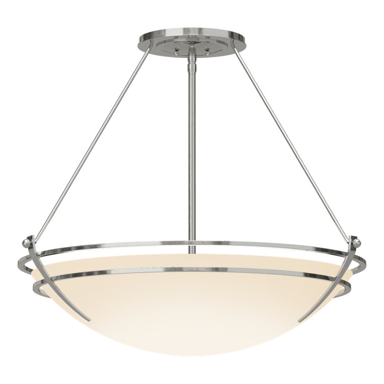 Presidio Black and Opal Glass 3-Light Semi Flush Mount