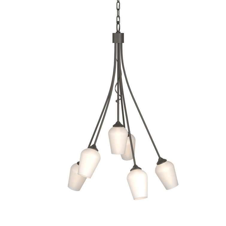 Elysian Dark Smoke Steel Teardrop Chandelier with Opal Shade