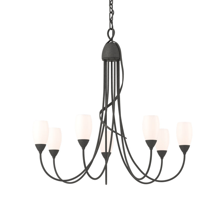 Flora 7-Light Bronze Traditional Chandelier with Opal Shades