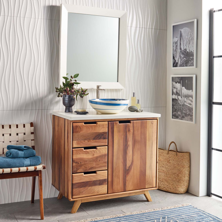 Marina Blue and White Glass Vessel Bathroom Sink