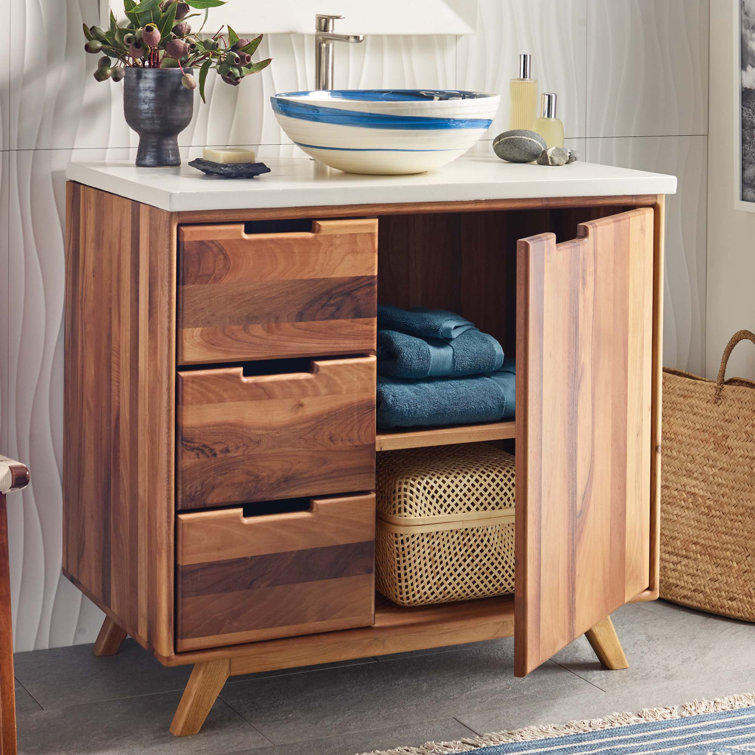 Topanga 36" Walnut Single Freestanding Vanity Base with Storage