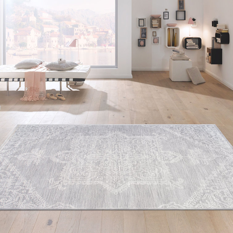 Ivory Abstract Handmade Wool and Viscose Rug