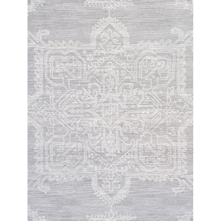 Ivory Abstract Handmade Wool and Viscose Rug