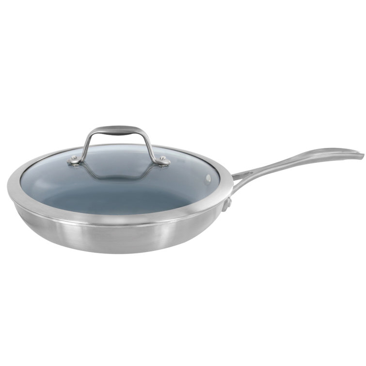9.5-inch Stainless Steel Ceramic Nonstick Fry Pan with Lid