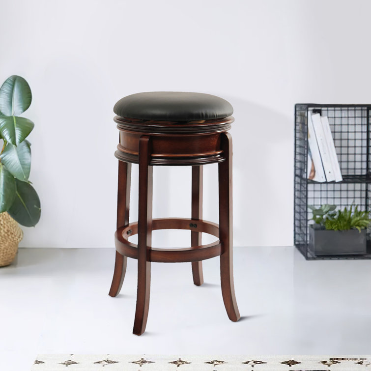 Sabi 29" Brown & Black Vegan Leather Swivel Counter Stool