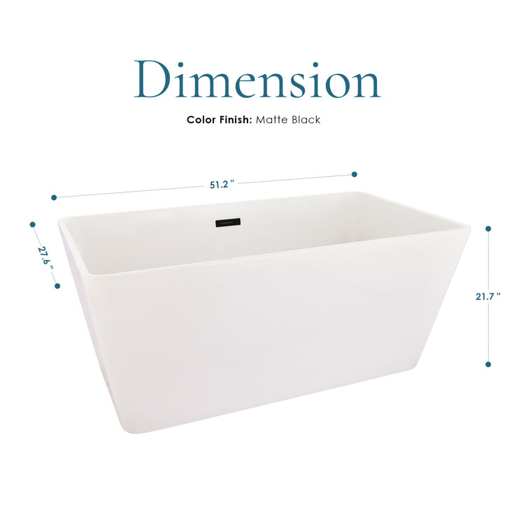 51.2'' White Acrylic Freestanding Soaking Bathtub